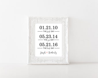 The First Day, The Yes Day, The Best Day- Personalized Art Print 8x10- Wedding Sign