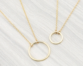 Circle Necklace, Dainty Gold Circle Necklace, Karma Necklace, Delicate Circle Necklace, Interlocking Circle Necklace, Mother's Day gift