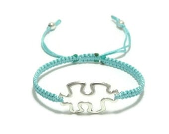 Puzzle bracelet, Autism Bracelet, Jigsaw Puzzle Bracelet, Autism Awareness, Macrame Bracelet, Autism Puzzle Bracelet, Autism Jewelry