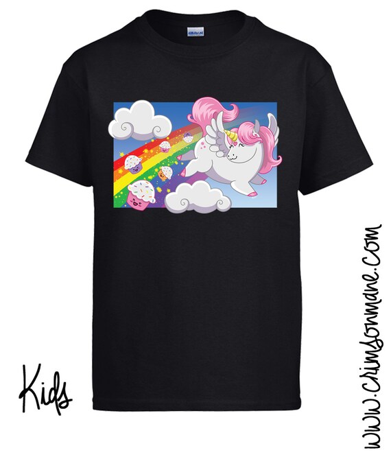 Cute Unicorn Pooping Cupcakes Rainbow T-Shirt