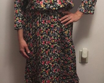 Vintage Bright Floral Dress