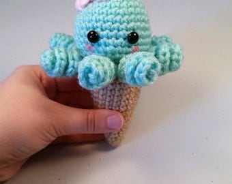 Octopus Ice Cream Amigurumi, Kawaii Plush, Mini Crochet Octopus Amigurumi, Octopus Plush, Stuffed Animal, Octopus Toy, Stuffed octopus,
