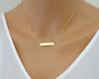 Name Necklace Gold Name Plate Necklace Initial Necklace Bar Necklace Letter Necklace Monogram Necklace gift for her