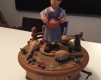 Anri Hand Carved Music Box/ Made in Swizerland/ Never on Sunday Song By Gatormom13