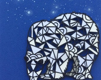 Framed Geometric Polar Bear Animal Papercut