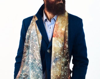 Men's silk scarf, man hipster scarf, men fashion accessory, silk scarf for men, printed silk scarf, elegant man, no tie, silk scarf men.