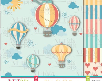 Hot Air Balloons Clipart, Balloons Clipart, Hot Air Ballons Digital Images, Sky, Fly Clipart