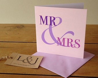 On Your Wedding Day - Marriage Card - Wedding Day - Him And Her - Cute Card - Bride And Groom - Wedding Card - Mr & Mrs - Ampersand -