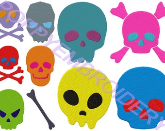 SKULL head Design for Embroidery machine / tete de mort motifs pour broderie machine / INSTANT DOWNLOAD