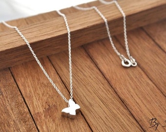 Sterling Silver butterfly Necklace, butterfly Necklace, butterfly Pendant, butterfly Silver butterfly, 3D butterfly, bohemian, boho festival