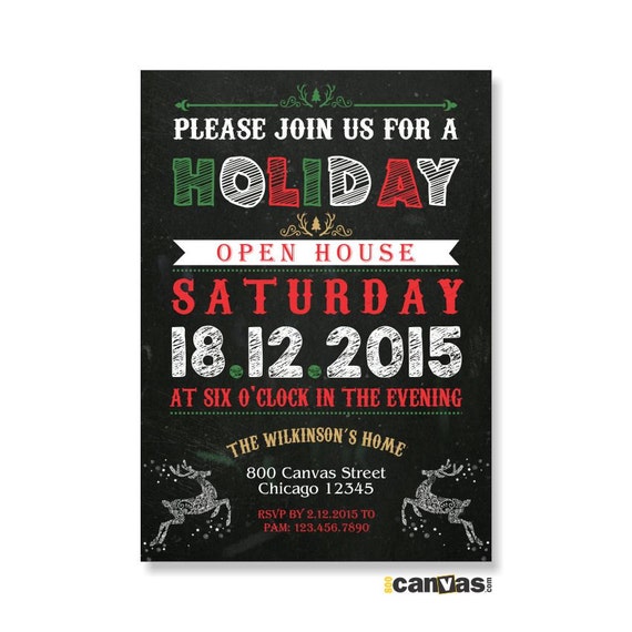 fun chalkboard style christmas invitation