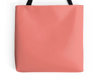 Solid Coral Tote Bag, Coral Bag, Coral Purse, Coral Handbag, Solid Coral Tote, Solid Orange Tote, Orange Purse, Solid Coral Bag