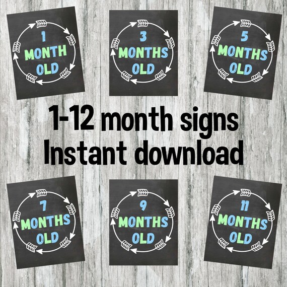 Month by Month signs for boys one month old sign instant
