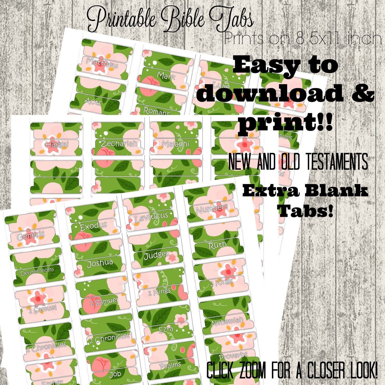Bible Tabs - Printable Bible Tabs - Bible Journaling tabs - Bible ...