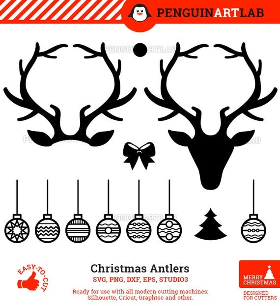 Download Christmas Deer Antlers Monogram Files - Santa Reindeer Cut ...