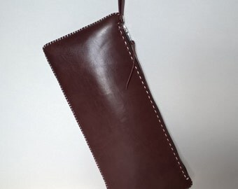 Hand made leather bag. Clutch bag. Shoulder strap. Evening bag.
