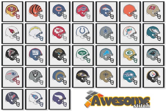 Football Helmets 31 Cross Stitch Patterns Instant Download