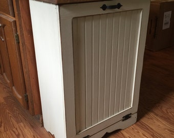 Primitive Wood Trash Can Bin Tilt out Door