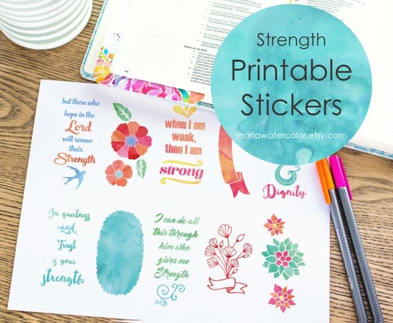 Printable Stickers for Bible Journaling by MariaWatercolor