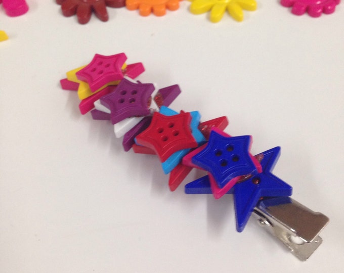 Stacked star button hair slide, buttons hair slide, colourful hair slide, star buttons hair slide, stocking fillers