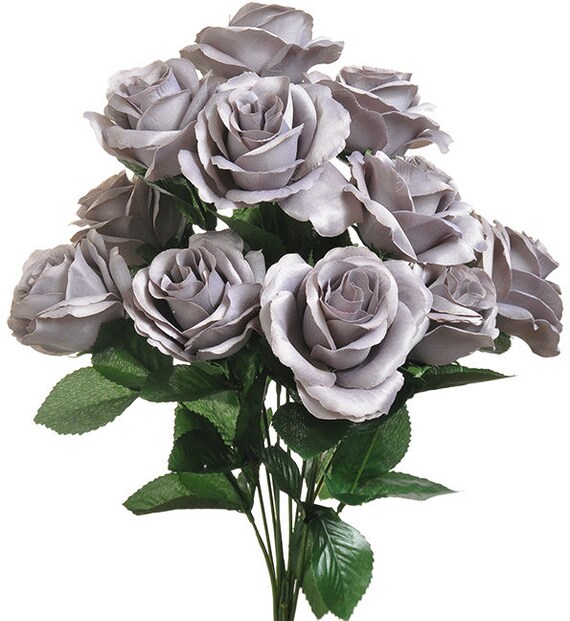 New Silk Gray Rose Bush 12 Grey Roses 3.5 in diameter