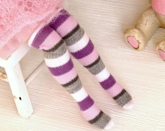 Knee Blythe Socks Pullip clothes Azone High stockings Colorful Stripes Socks Azone Doll Clothes Doll Clothing