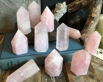 Rose Quartz Point / Quartz Crystal Wand / Rose Quartz Healing Crystals / Quartz Standing Point / Mineral Specimen / Meditation Gift