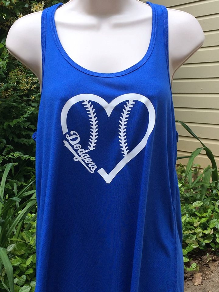 Dodgers baseball heart flowy tank top LA Dodgers baseball