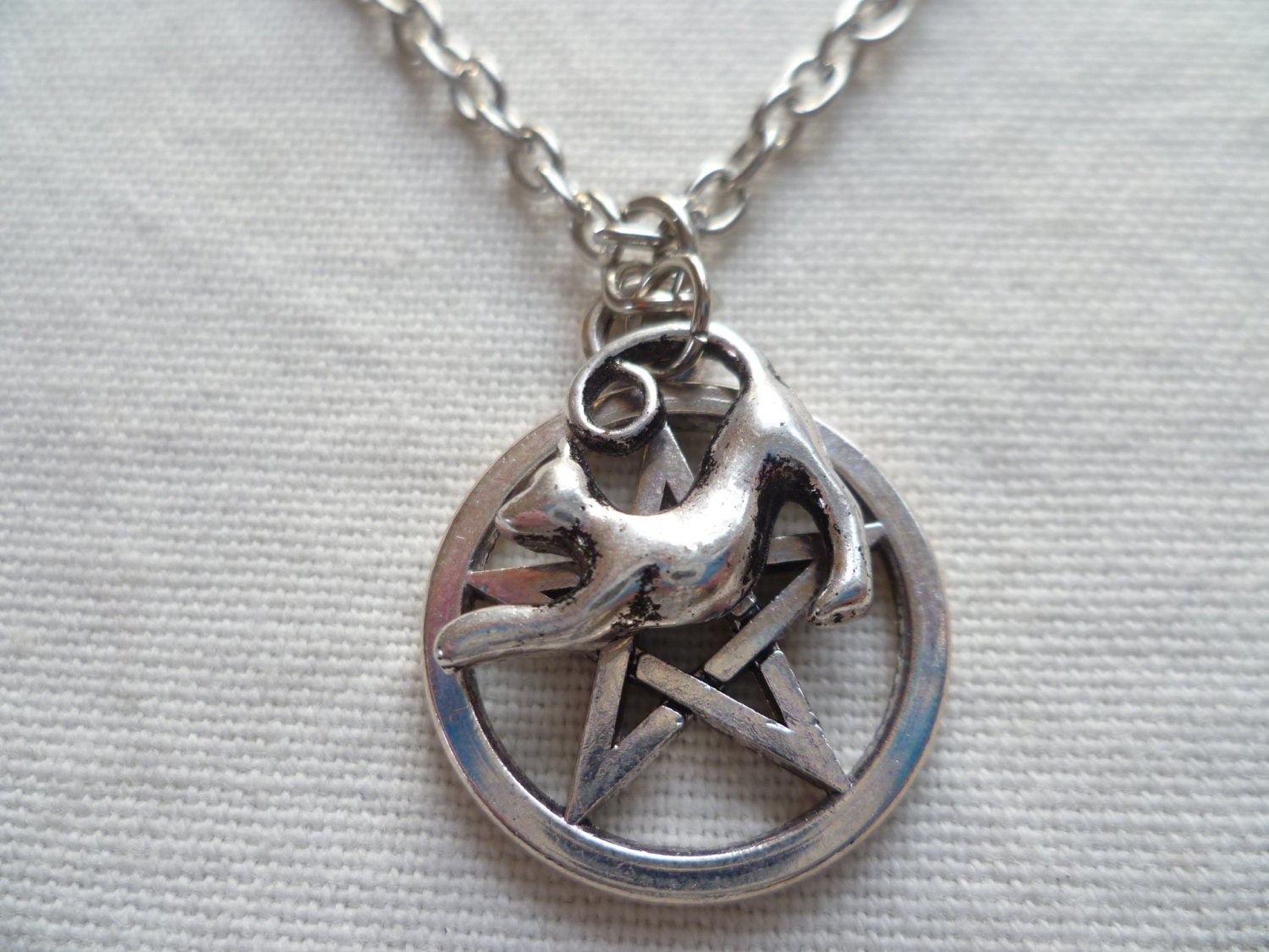 Pentagram necklace cat necklace pentacle necklacepentagram