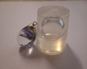 Clear silicone mould for resin jewellery water drop 25x18 mm