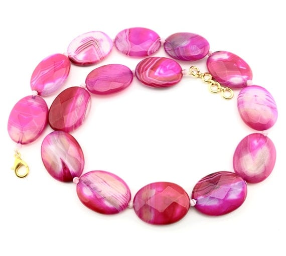 Stone jewellery Hot pink stone semi precious stone agate