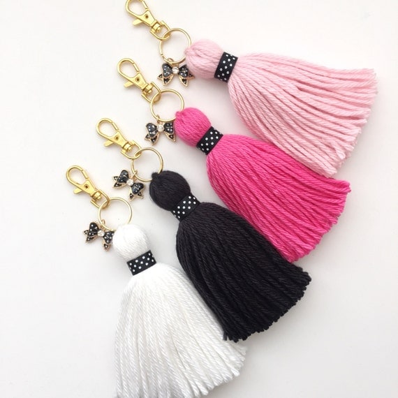 Dots n' Bows Charm Tassel Gold Keychain