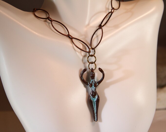 Greek Goddess copper pendant necklace