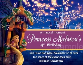 Rapunzel Invitation. Rapunzel Birthday Invitation. Rapunzel Printables. Tangled Invitation. Digital (you print)