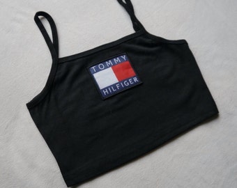 Reworked Tommy Hilfiger Crop Top/ Bandeau Style Top in Black
