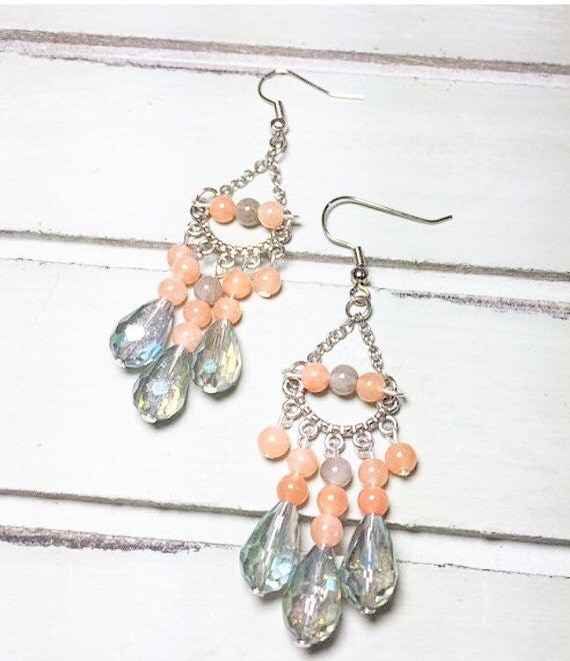 Chandelier Earrings Fringe Earrings Dyed Jade by VeroByMonica