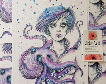 Fantasy octopus digital art print octopus art fantasyart