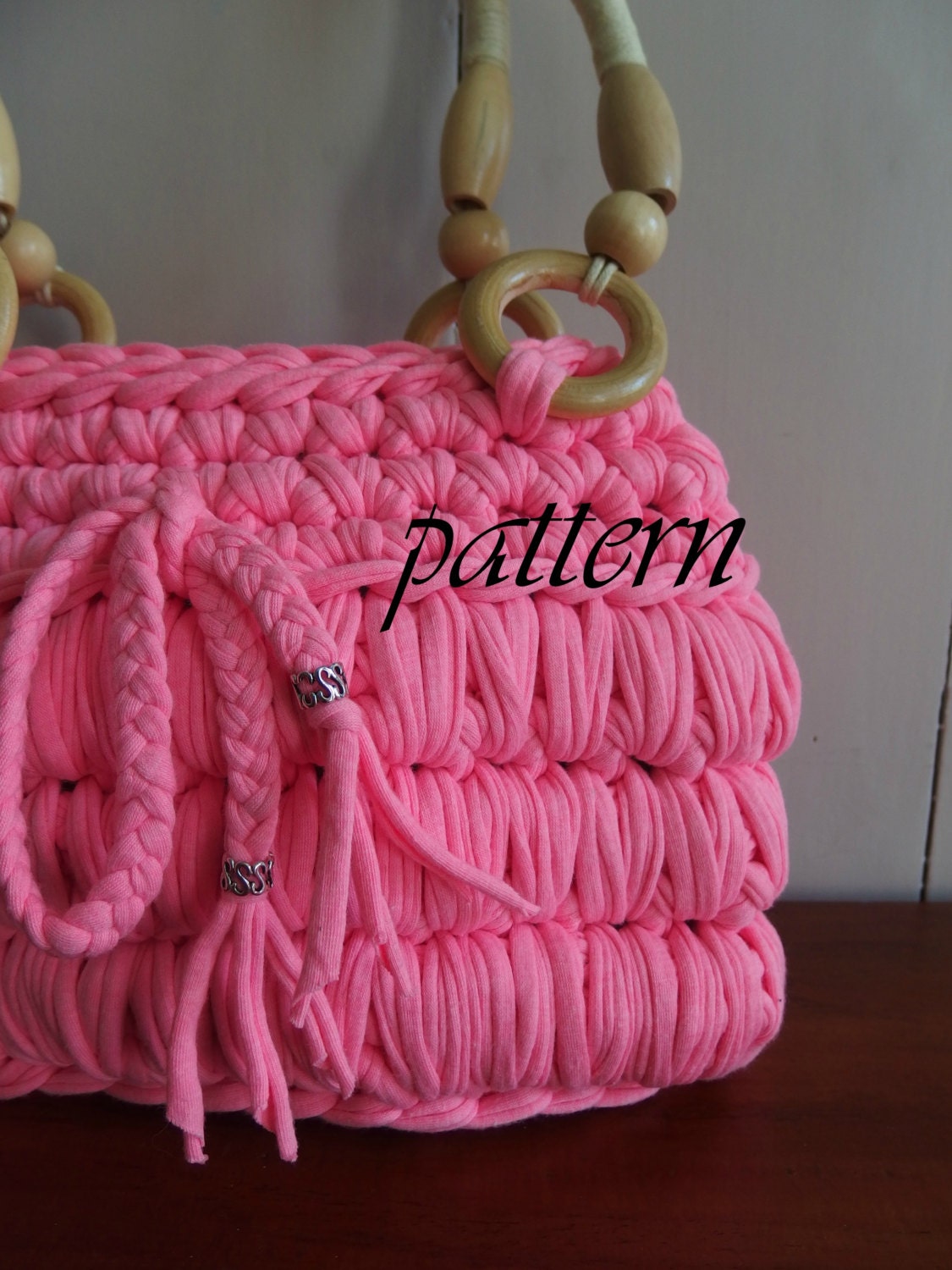 Digital crochet pattern t shirt yarn bag/ Zpagetti crochet