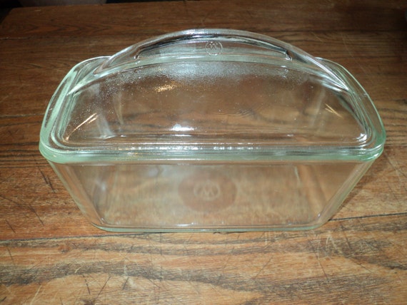 Vintage Glass Meat Loaf Shaped Pan with Domed Shaped Covered