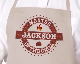 Master of the Grill Personalized Apron, Grilling Apron, Gift for Dad Father's Day Gift, Camping Gift, Mens BBQ Apron, Barbecue Apron APR-015