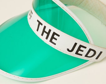 Vintage Star Wars RETURN of the JEDI green celluloid visor sun hat RARE / 80's collectible Darth Vader, Luke Skywalker, Jabba the Hutt