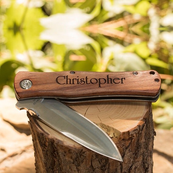 Personalized Pocket Knife, Hunting Knife, Gift for Men, Rosewood, Custom Camping Knife, Groomsmen Knife, Engraved Knifes, Engraved Wood Il_570xn