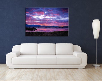 Metal Wall Art, Metal Print, Large Metal Wall Art, Large Wall Art, Fine Art Print, Landscape Photography, Utah, Utah Lake, Pink, Sunset