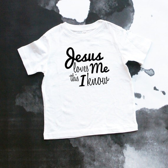 Jesus Loves Me Black & White Toddler Tshirt Kids by EliandRyn