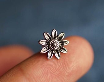 cartilage earring tragus earring cartilage piercing helix earring helix piercing conch flower 16g silver unique boho bohemian jewelry ~2E07S