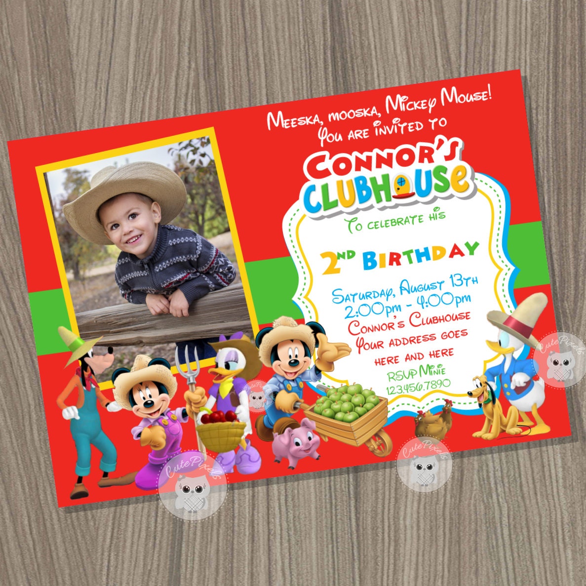 Mickey Mouse Farmer Invitation Mickey Mouse Farm Birthday