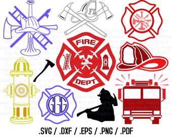 Firefighter SVG File, Fireman SVG Art, Fire Fighter Design Files, Silhouette Software, dxf files, svg file, EPS File, Cricut Design - CA352