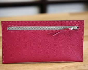Leather zipper pouch, Leather pouch, Woman wallet