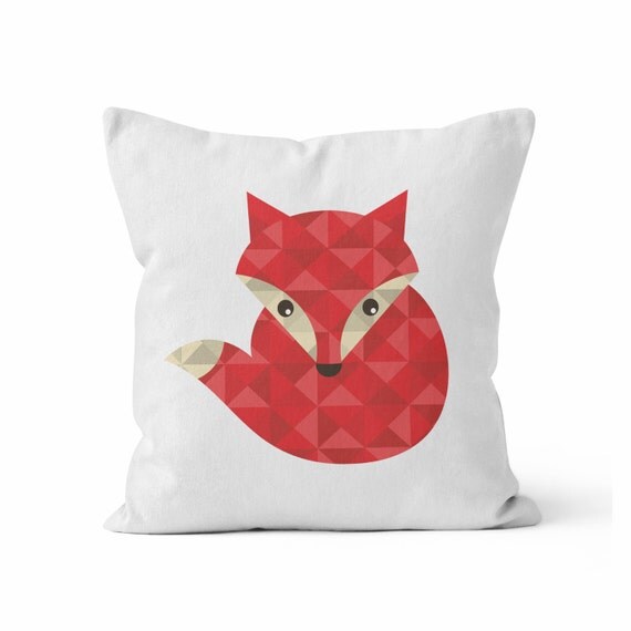 Red Fox Throw Pillow Case w/optional insert/ Home Decor/ Red