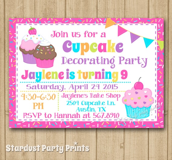 Cupcake Decorating Birthday Party Invitations 7